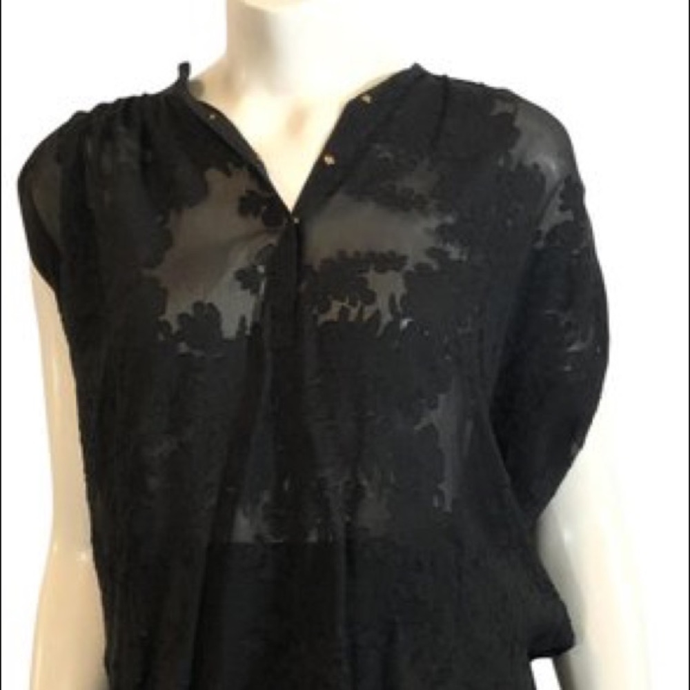 Rebecca Taylor Sheer Black Sleeveless Top